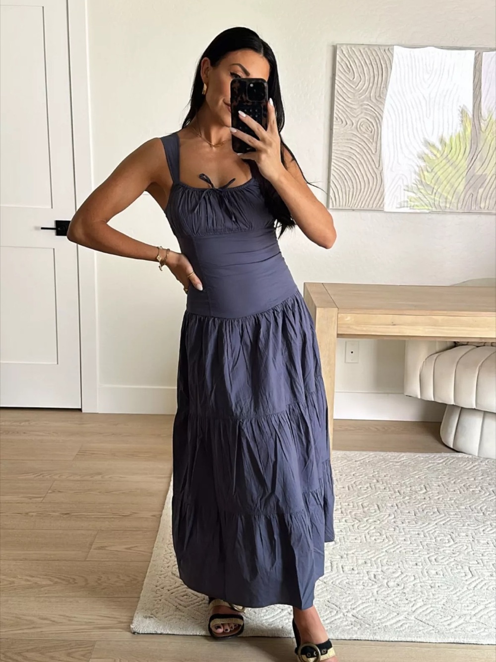 Sunday Best Sleeveless Tiered Maxi Dress in Slate Blue
